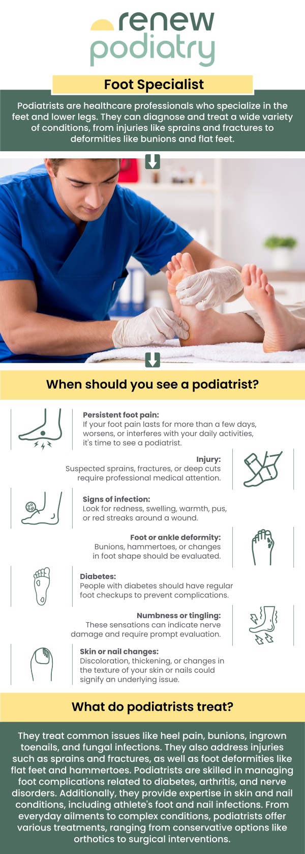 If you’re experiencing sudden or severe foot pain, swelling, or bruising, it may be time to seek urgent foot care. Conditions like fractures, sprains, infections, or foot ulcers require immediate attention to prevent further complications. Additionally, if you notice any signs of infection, such as redness, warmth, or discharge, or if you’re unable to walk or perform daily activities due to foot pain, it's essential to get treated promptly. Dr. Charles Baik, DPM, at Renew Podiatry in Orange, CA, provides expert care for all urgent foot concerns, ensuring that you receive the proper diagnosis and treatment when you need it most. For more information, contact us or schedule an appointment online. We are conveniently located at 705 West La Veta Ave, Suite 109, Orange, CA 92868.