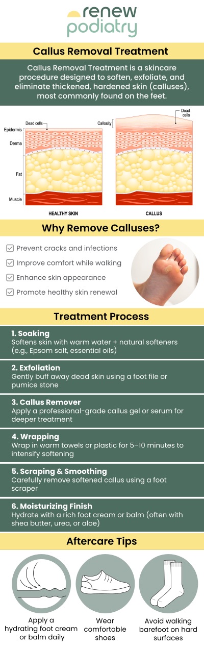 Callus removal in Orange, CA, is best done by a skilled podiatrist like Dr. Charles Baik, DPM, at Renew Podiatry. Whether you're experiencing discomfort due to thickened skin or just want smoother feet, Dr. Baik offers care to help you feel comfortable in your own skin. The procedure is safe, effective, and tailored to your specific needs, ensuring you get the best care possible. For more information, contact us or schedule an appointment online. We are conveniently located at 705 West La Veta Ave, Suite 109, Orange, CA 92868. Callus removal in Orange, CA, is best done by a skilled podiatrist like Dr. Charles Baik, DPM, at Renew Podiatry. Whether you're experiencing discomfort due to thickened skin or just want smoother feet, Dr. Baik offers care to help you feel comfortable in your own skin. The procedure is safe, effective, and tailored to your specific needs, ensuring you get the best care possible. For more information, contact us or schedule an appointment online. We are conveniently located at 705 West La Veta Ave, Suite 109, Orange, CA 92868.